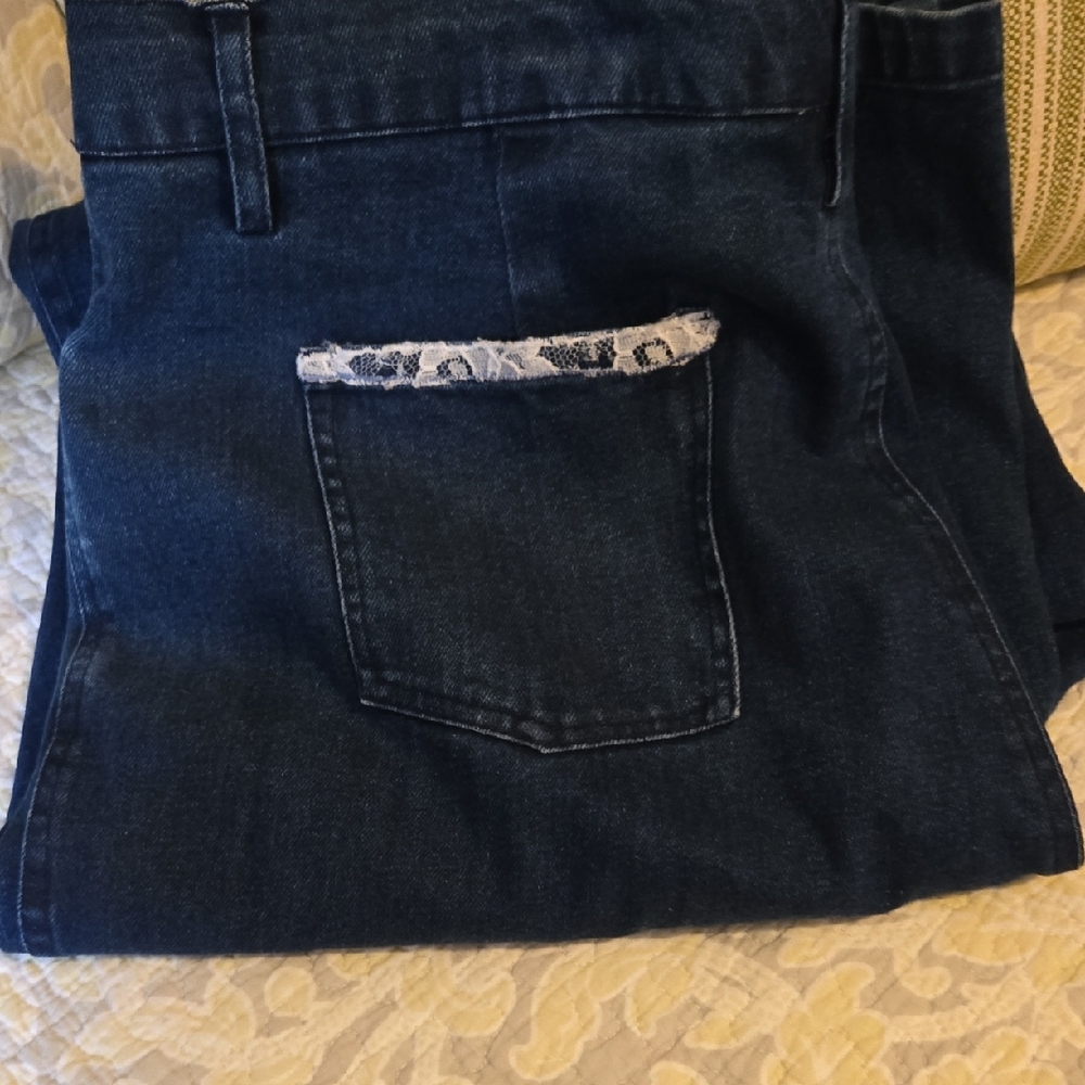 Choices Denim Jeans with Lace Accent